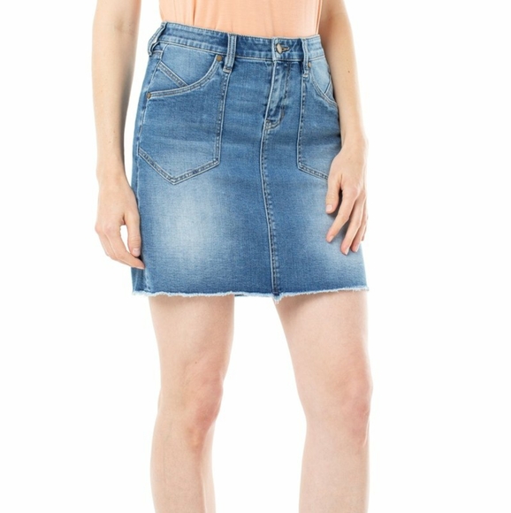NWT Liverpool Blue Distressed Denim Skirt Size 8 - Picture 3 of 9